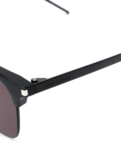 Shop Saint Laurent Half Rim Sunglasses In Black