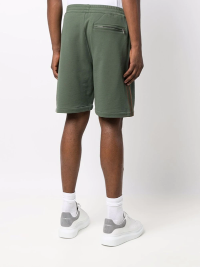 Shop Alexander Mcqueen Logo-tape Sweat Shorts In Green