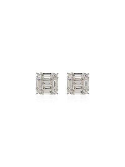Shop Shay 18kt White Gold Square Diamond Earrings In Silver