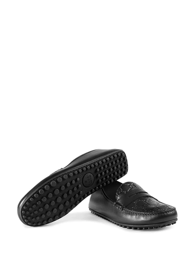 Shop Gucci Signature Driver Shoes In Black