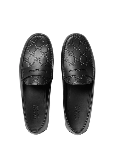 Shop Gucci Signature Driver Shoes In Black