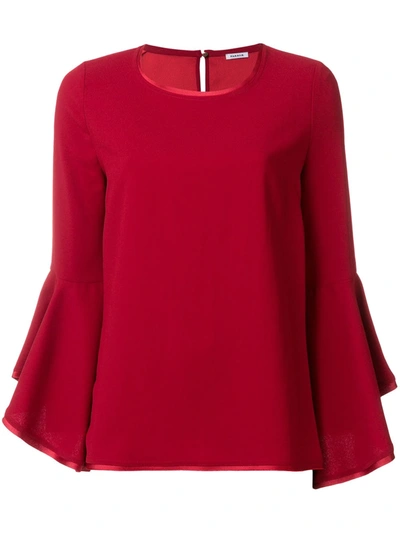Shop P.a.r.o.s.h Fluted Sleeve Top In Red