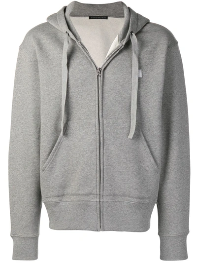 Ferris Face Patch Unisex Zip Hoodie In Grey