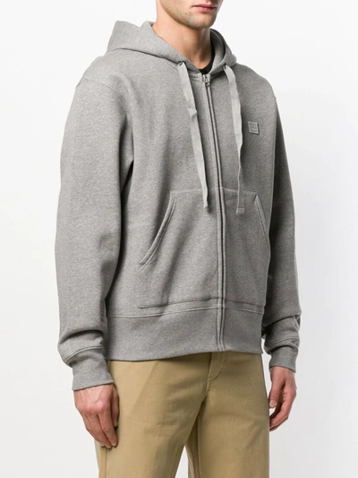 Shop Acne Studios Ferris Face Zip Hoodie In Grey