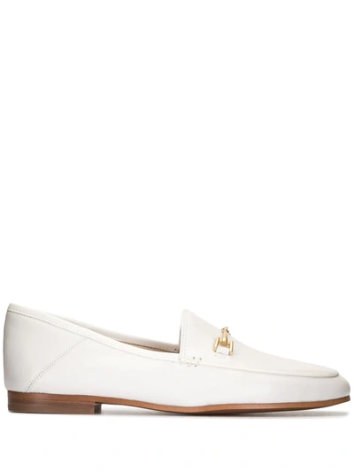 Sam Edelman Loraine Embellished Leather Collapsible-heel Loafers In White
