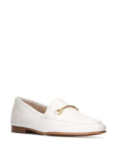 Sam Edelman Loraine Embellished Leather Collapsible-heel Loafers In White