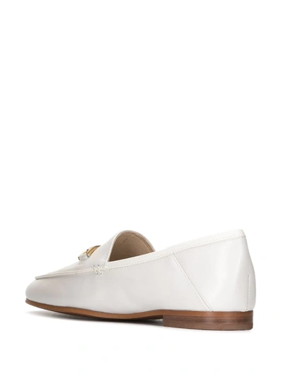 Sam Edelman Loraine Embellished Leather Collapsible-heel Loafers In White