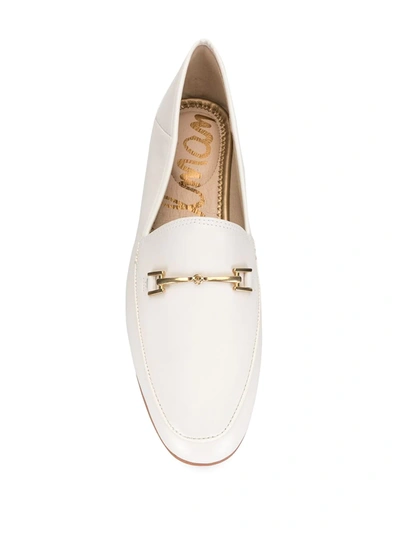 Sam Edelman Loraine Embellished Leather Collapsible-heel Loafers In White