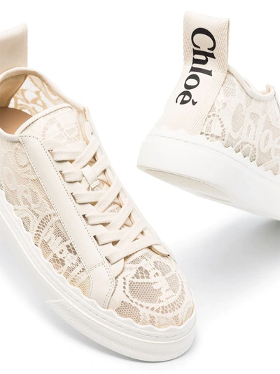 Shop Chloé Lauren Lace-detail Sneakers In Neutrals
