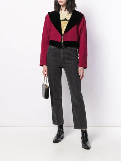 Pre-owned Saint Laurent 1980's Cropped Jacket In Red