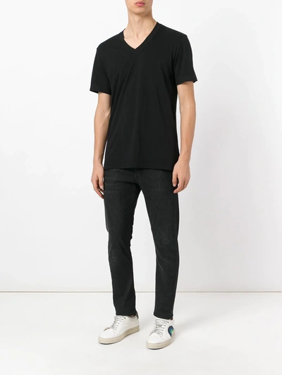 Shop James Perse V-neck T-shirt In Black