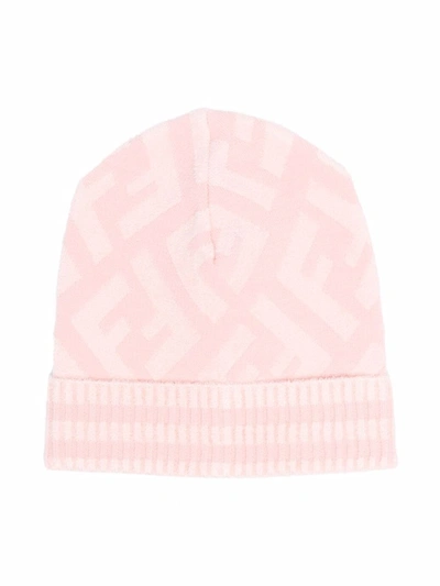 Shop Fendi Ff-intarsia Knitted Beanie In Pink