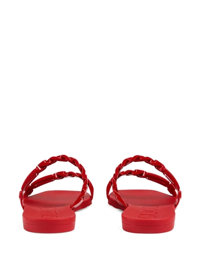 Shop Gucci Chain Strap Flat Sandals In Red