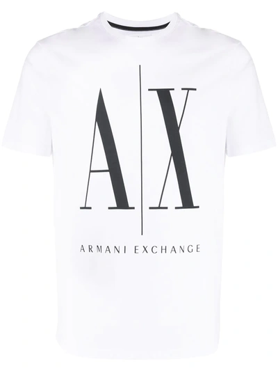 Shop Armani Exchange Macro Logo Printed T-shirt In White