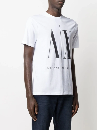 Shop Armani Exchange Macro Logo Printed T-shirt In White