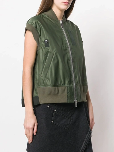 Shop Sacai Shortsleeved Bomber Jacket In Green