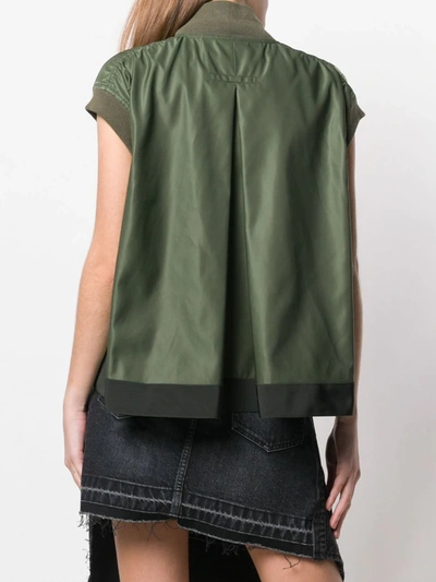 Shop Sacai Shortsleeved Bomber Jacket In Green