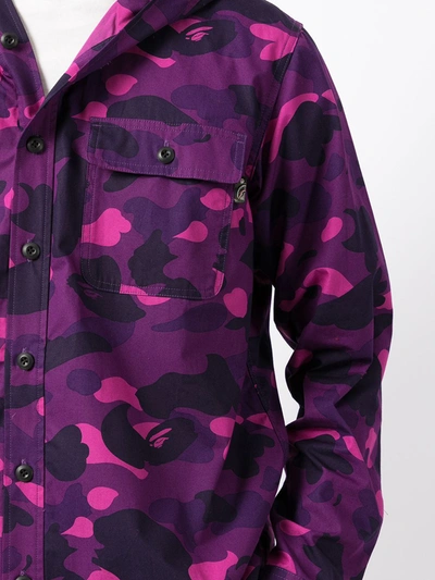 Shop A Bathing Ape Camouflage-print Hooded Jacket In Violett