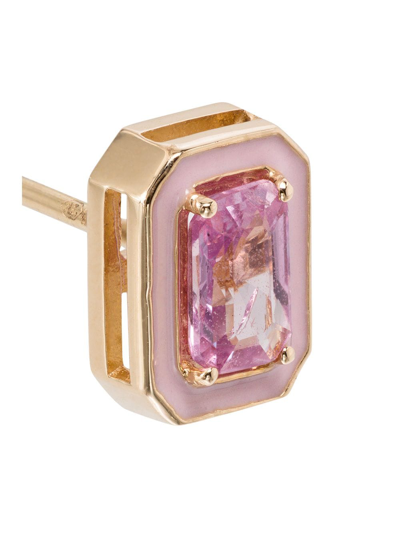 Shop Alison Lou 14kt Yellow Gold Sapphire Stud Earring In Pink- Gold