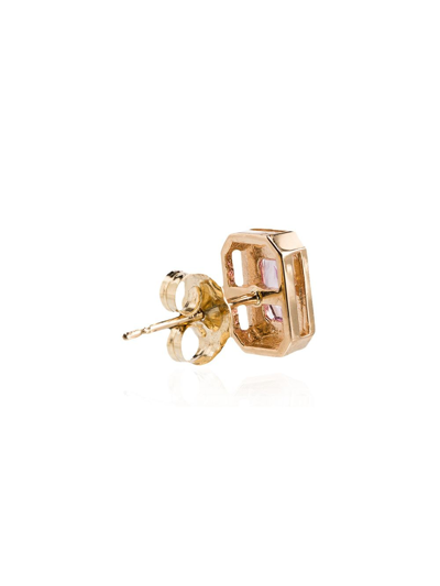 Shop Alison Lou 14kt Yellow Gold Sapphire Stud Earring In Pink- Gold
