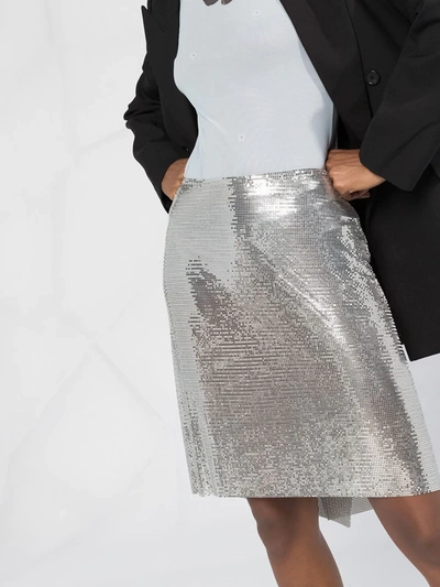 Shop Paco Rabanne Draped Chainmail Skirt In Silver