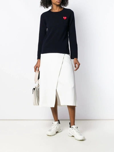 Shop Comme Des Garçons Play Heart-appliqué Sweater In Blue