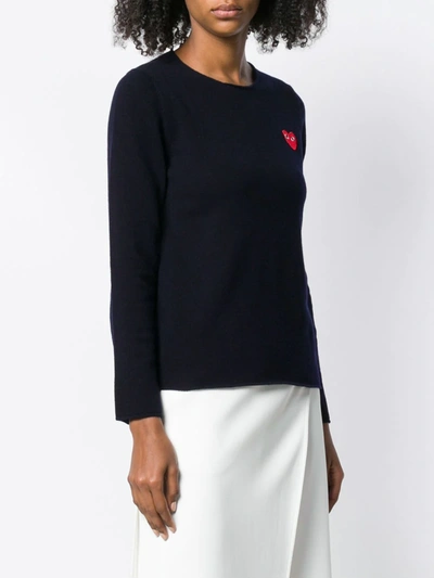 Comme Des Garçons Play Heart-appliqué Sweater In Blue