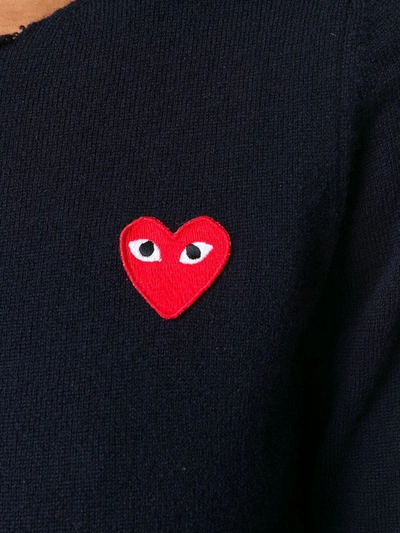 Comme Des Garçons Play Heart-appliqué Sweater In Blue
