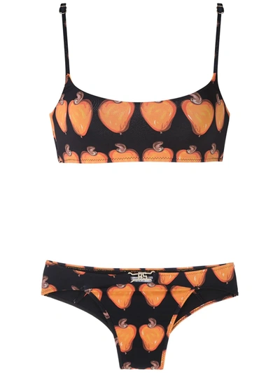 Shop Amir Slama Printed Bikini Set In Black