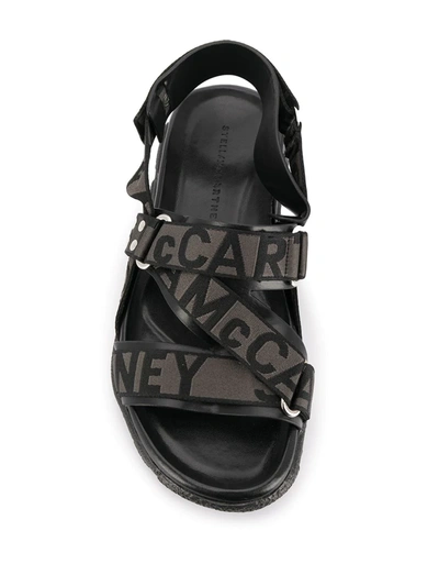 Shop Stella Mccartney Logo Strap Sandals In Black