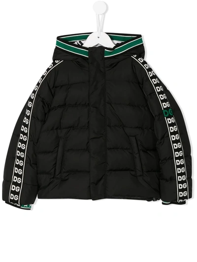 Shop Dolce & Gabbana Logo Trim Padded Jacket In Black