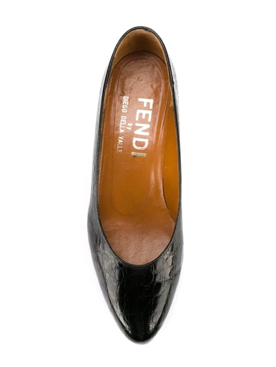 Pre-owned Fendi Vintage 古着杏仁形鞋头高跟鞋 - 黑色 In Black