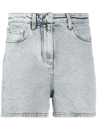 Shop Msgm Classic Denim Shorts In Blue