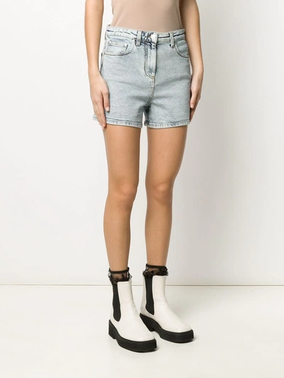 Shop Msgm Classic Denim Shorts In Blue