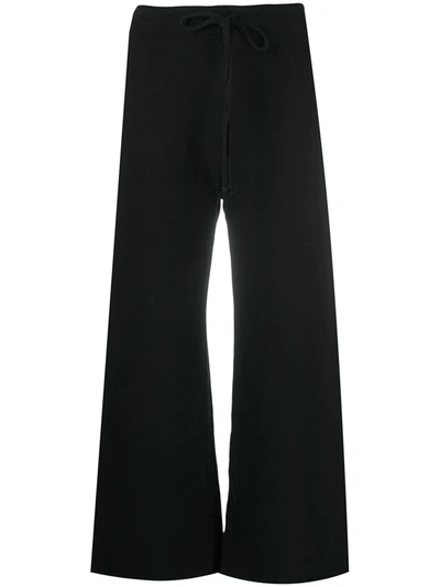 Nili Lotan Kiki Cropped Voile-trimmed Cotton-jersey Track Pants In Black