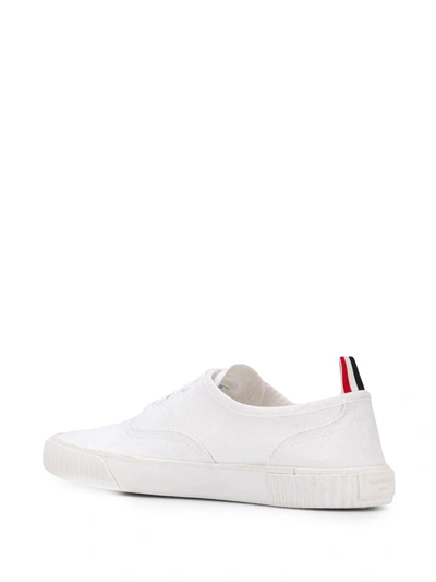 Thom Browne White Cotton Canvas Heritage Sneakers In White