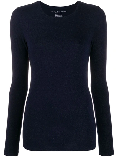 Shop Majestic Fitted Silhouette Jumper In Blue