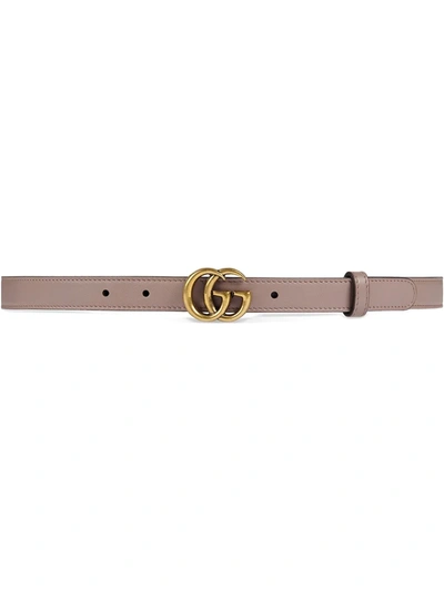 Shop Gucci Leather Belt With Double G Buckle In Pink