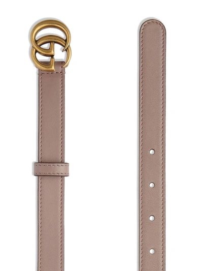 GUCCI Azalea Calfskin Enamel Monochrome Double G 20mm Belt 95 38 Perfect  Pink 1289163