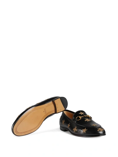 Shop Gucci Jordaan Embroidered Leather Loafer In Black