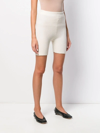 Shop Cashmere In Love Mira Knitted Biker Shorts In White