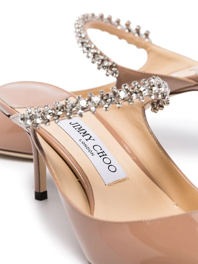 Shop Jimmy Choo Bing 65mm Crystal-embellished Mules In Neutrals