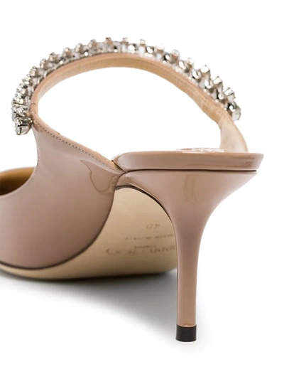 Shop Jimmy Choo Bing 65mm Crystal-embellished Mules In Neutrals