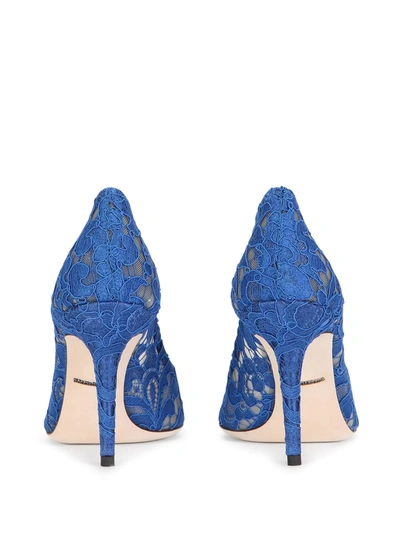 Shop Dolce & Gabbana Embellished Lace Pumps In Blue