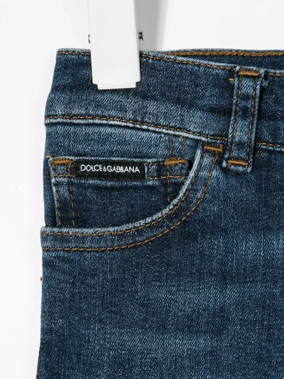 Dolce & Gabbana Stretch Slim-fit Jeans With Embroidered Dg Logo In Blue