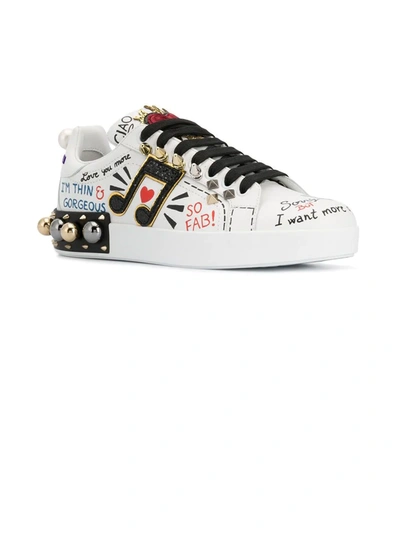 Shop Dolce & Gabbana Portofino Appliqué Sneakers In White