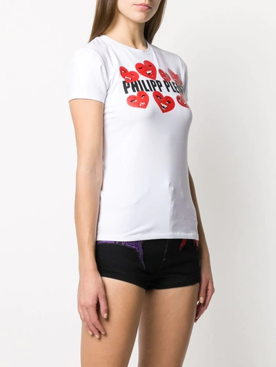 Shop Philipp Plein Love Plein Slim-fit T-shirt In White