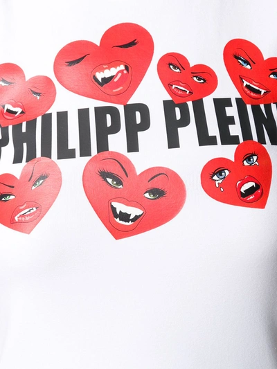 Shop Philipp Plein Love Plein Slim-fit T-shirt In White