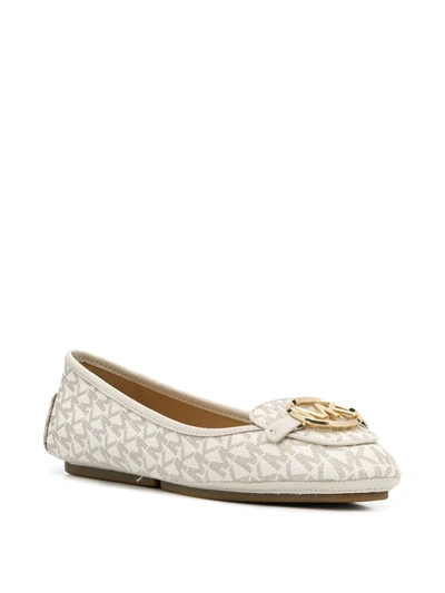 Shop Michael Michael Kors Monogram Ballerina Pumps In Neutrals