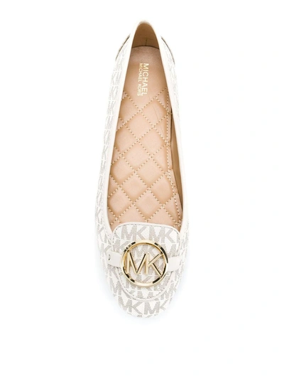 Shop Michael Michael Kors Monogram Ballerina Pumps In Neutrals